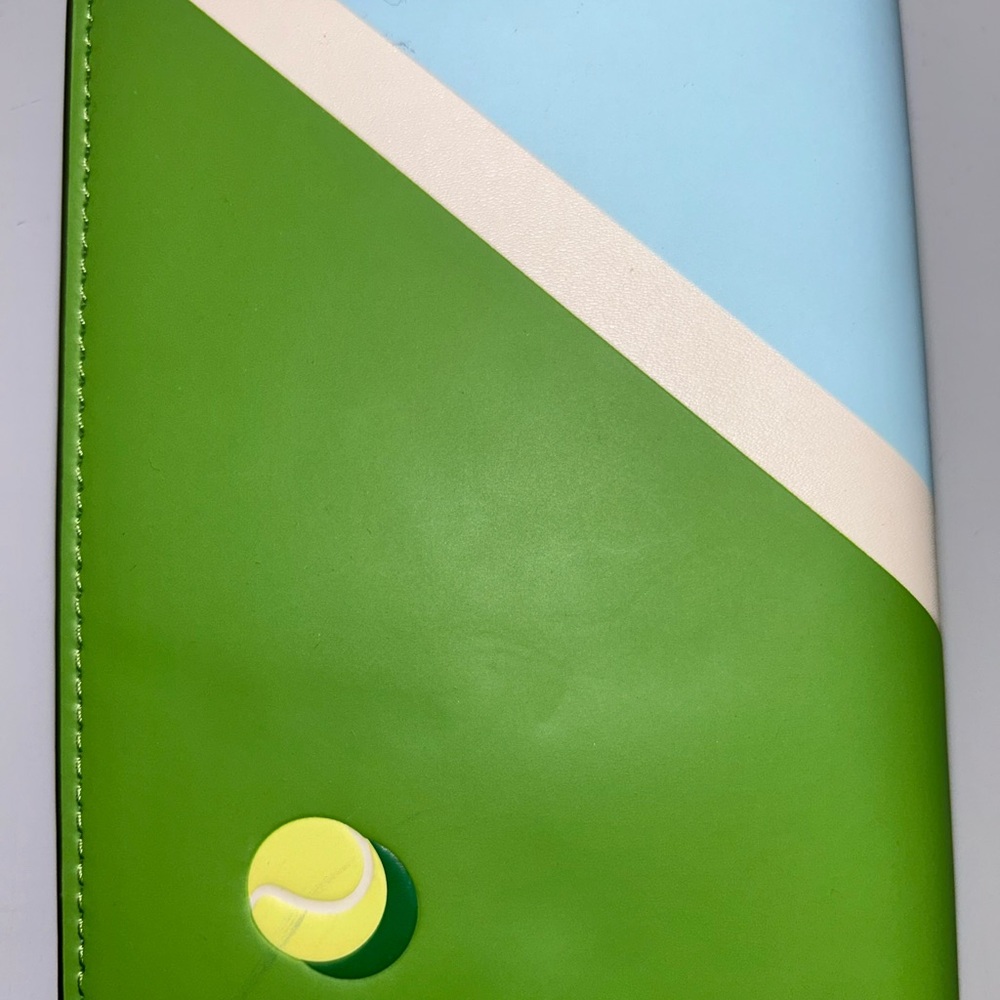 kate spade Green & Light Blue Tennis Ball Passport Wallet - Picture 8 of 12